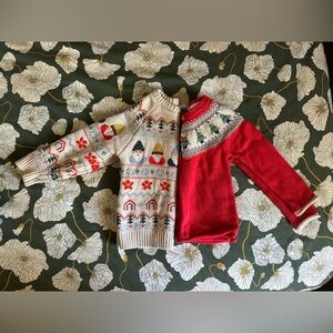 🎄🎅Mini Boden Christmas Holiday Cardigan and Hanna Andersson Gnome Sweater 3-4y
